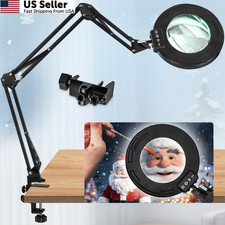 HITTI Ultra Long 12X Magnifying Glass with Light Ring Lamp Head, Black