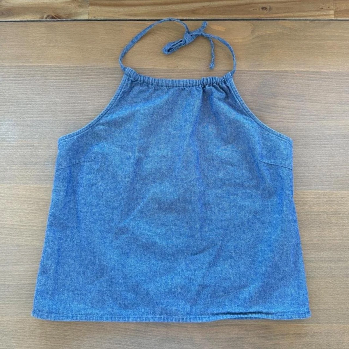 Abercrombie & Fitch Denim Halter Top Women Blue Excellent