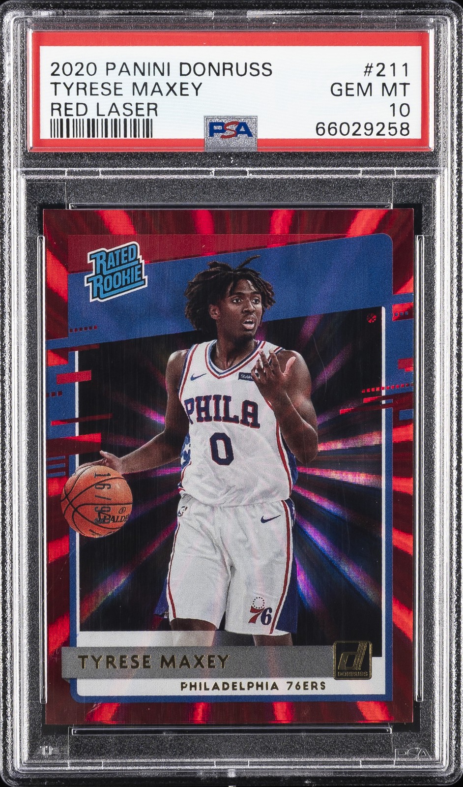 2020 PANINI DONRUSS RED LASER #211 TYRESE MAXEY 16/99 PSA 10