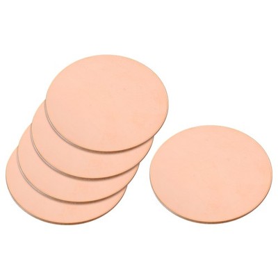 Pure Copper Sheet, 5pcs 2'' x 0.06'' 14 Gauge T2 Copper Metal Round Plate
