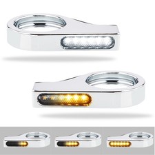 Motorcycle 41mm Fork LED Turn Signal White DRL Amber Sequential Chrome
