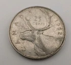 Canada 1952 25 Cents 25c Canadian Caribou Quarter Coin - 80% Silver - ASW .150oz