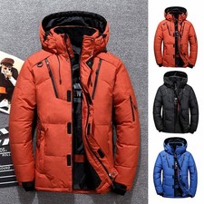 Mens Winter Quilted Warm Coat Duck Down Jacket Padded Bubble Puffer Hooded Parka