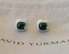 David Yurman Sterling Silver 7mm Albion Stud Earrings Prasiolite with Diamonds