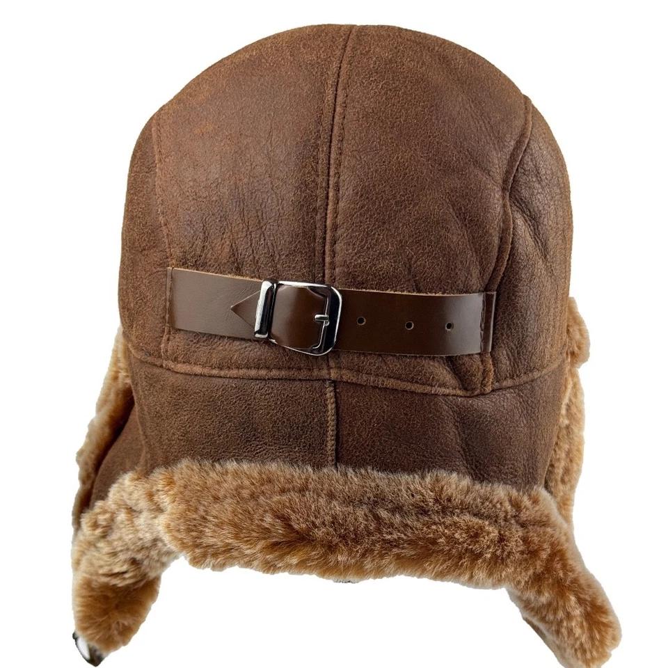 Новый стриженный мех кожи авиатор шляпа — ручной работы теплый зимний траппер шляпа - Изображение 3 из 4