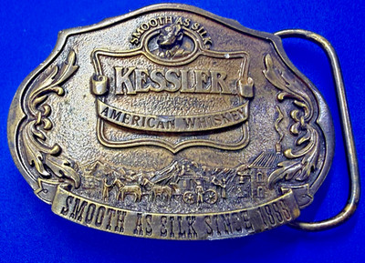 KESSLER American Whiskey Smooth as Silk Since 1888 VTG 1993 Limited Belt Buckle