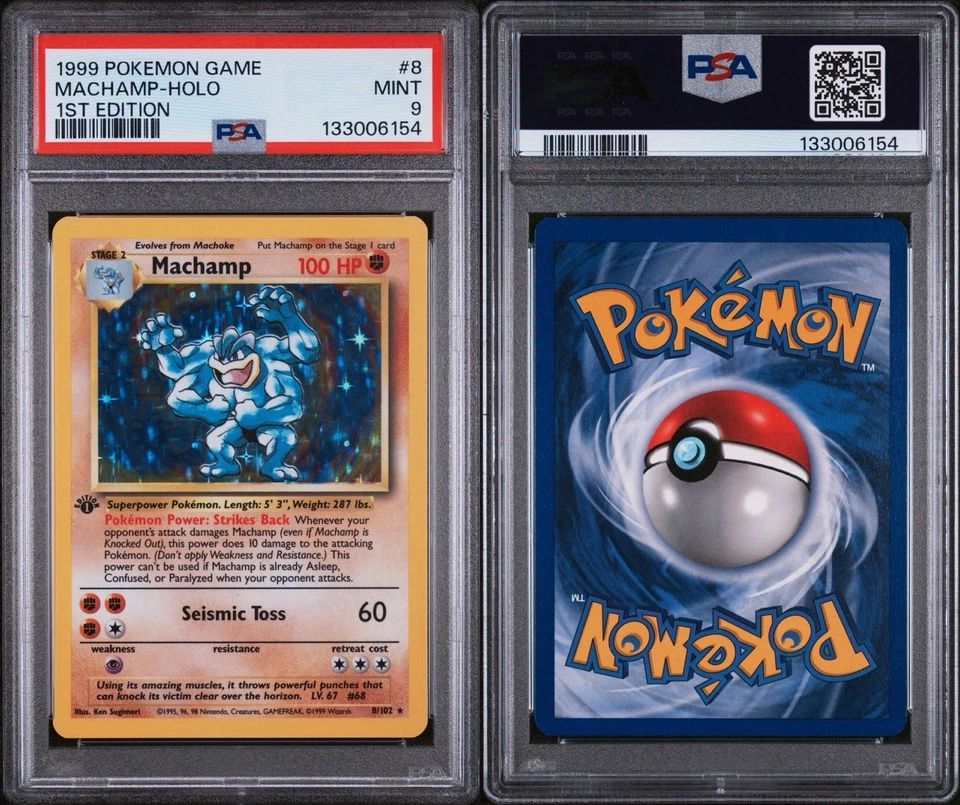 1999 PSA 9 MINT Pokémon Game TCG MACHAMP Rare 1st EDITION Holo 8/102 #8 Deck - Image 3 of 3