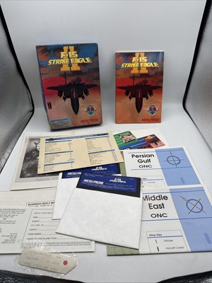 Micro Prose F 15 Strike Eagle II IBM PC XT AT PS2 Game 1989 Two Maps