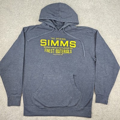 Simms Logo Hoodie Sweatshirt Pullover Blue Men s L Finest Materials Fishing