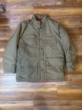 Sears Fieldmaster Jacket Mens Sz Large Pockets Full Zip Hood Army Green Vtg