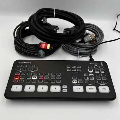 Blackmagic Design ATEM Mini Pro Live Stream Switcher & 8K HDMI Cables EUC WORKS