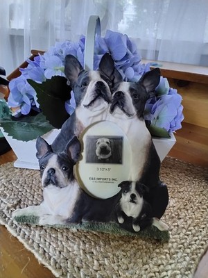 Large 3D Resin Boston Terrier Dog Family Photo Frame from E&S Imports