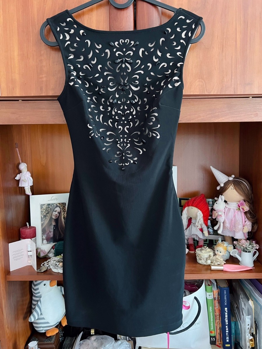 Lipsy Black Bodycon Mini Dress Evening Occasion Party UK US XS