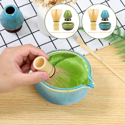Matcha Whisk Set Strong Bamboo Whisk with Mouth Extra Thick Matte Bowl Wjk