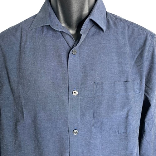 Kenneth Cole Long Sleeve Button Up Shirt S Blue Collared Cotton Blend Pocket - Picture 2 of 6