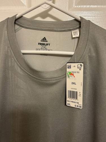 Adidas Freelift Athletic Workout Sports T shirt Mens Gray Size 2XL - Picture 2 of 4