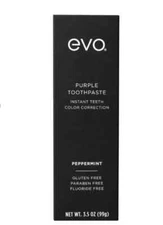 New EVO Purple Toothpaste Instant Teeth Color Correction 3.5oz Peppermint
