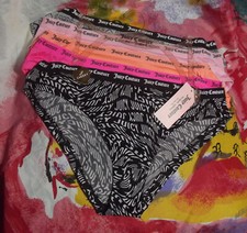5 NEW JUICY COUTURE JC8562 5PKAQ MF SIGNATURE WAIST CHEEKY BIKINI PANTIES XL