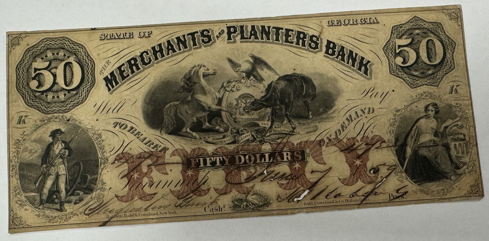 1859 Savannah, 50 Note Merchants and Planters Bank eBay