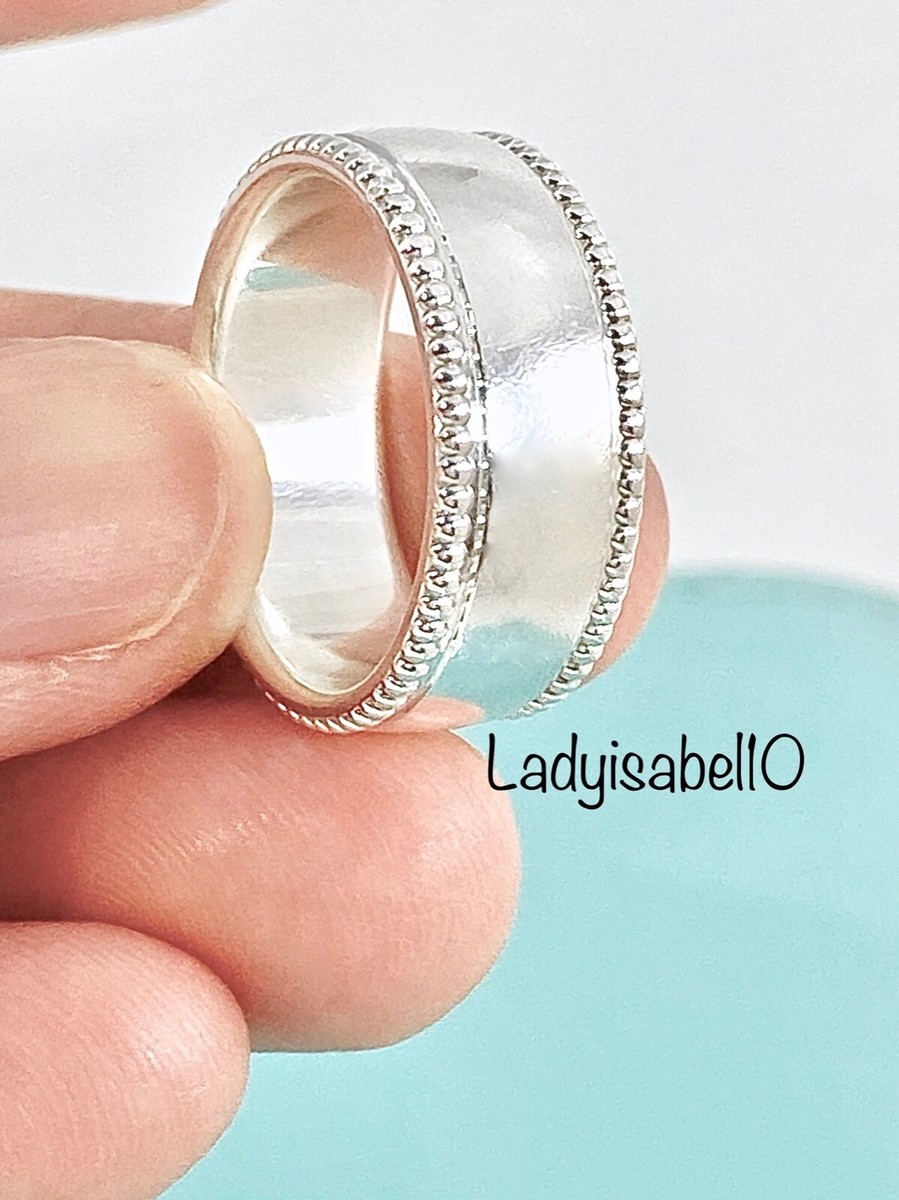 Tiffany & Co. ビーズエッジリング Tiffany & Co. Beaded Edge Wide Band Ring Love Sterling