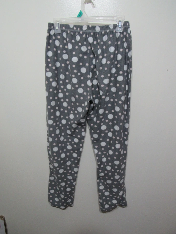 Pantalones de pijama de lana Sonoma talla L gris blanco rosa lunares cintura elástica Foto 3 de 3