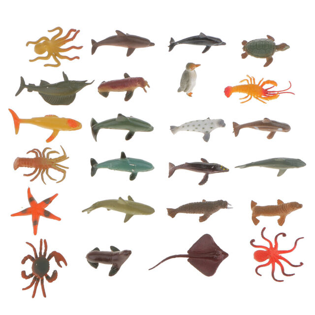 24PCS Marine Ocean Animals Figure Sea Dolphin Turtle Creatures Model Toys