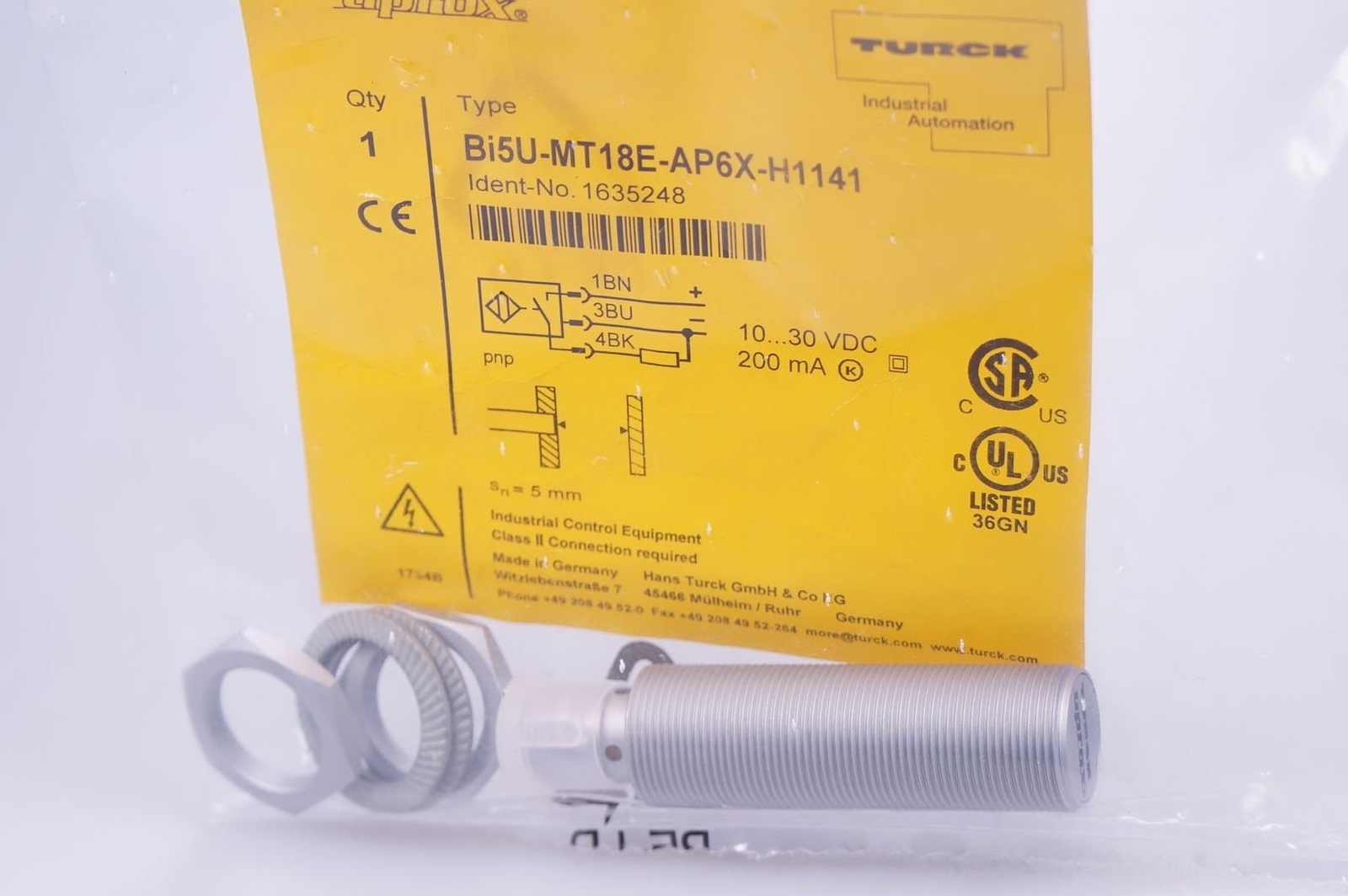 Turck Bi5u-Mt18e-Ap6x-H1141 1635248 Inductive Sensor OVP