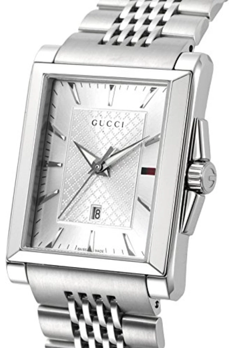 GUCCI Watch Rectangle Silver Dial Date YA138403 Mens F S w