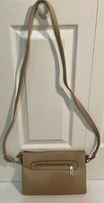 Humble Chic Vegan Leather Wristlet Clutch Small Purse Crossbody Bag Beige