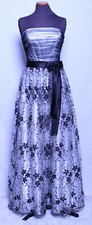 CUSTOM BLACK WHITE TULLE EMROIDERED FLORAL PROM FORMAL GOWN DRESS 8