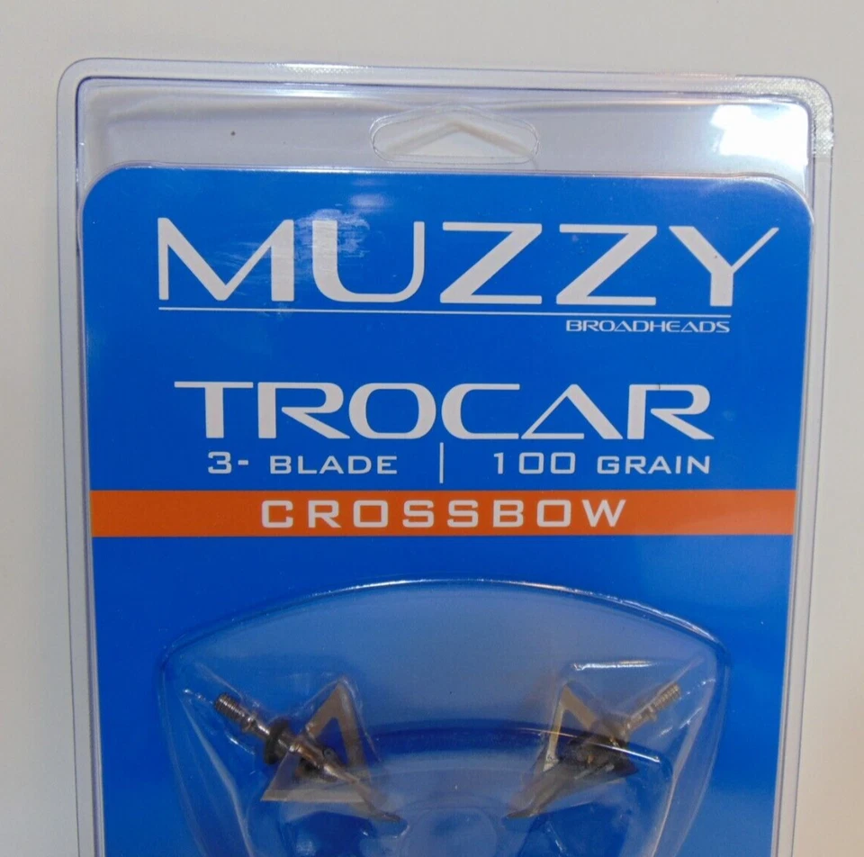 Muzzy Trocar Crossbow Broad Heads 3 blade  100 Grain 100gr 3 Pack Deer Bear Elk - Image 2 of 4