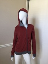 Element Eden Amy Purdy Slub Cotton Rust/gray Hooded Knit Jacket Sz M