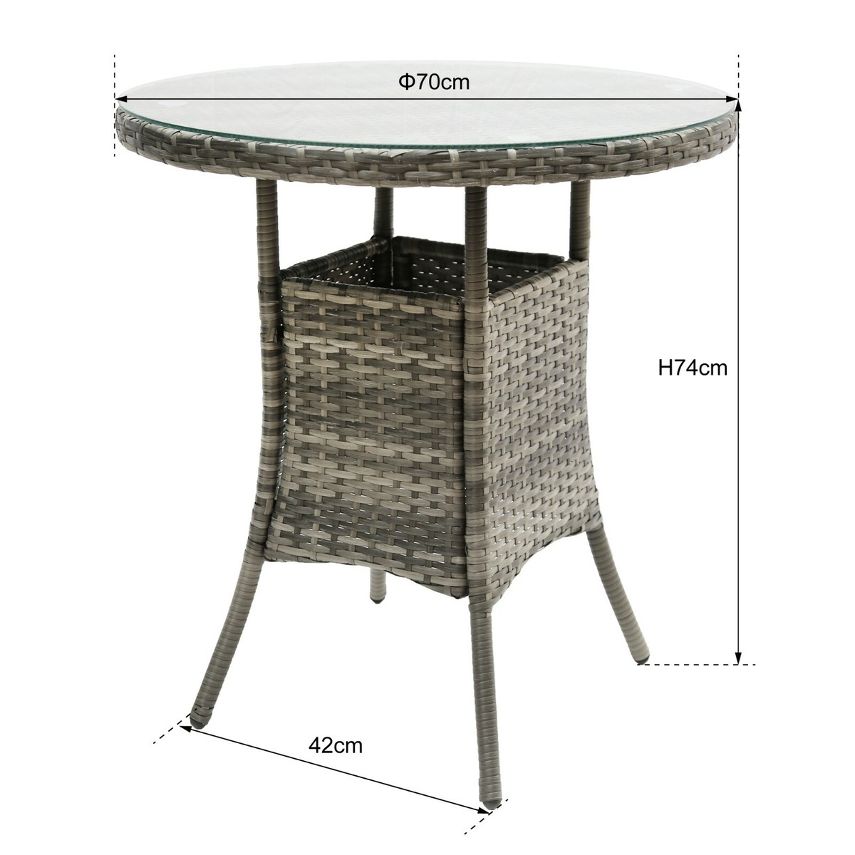 Rattan Bistro Set 3pcs Garden Furniture Set Coffee Table Patio