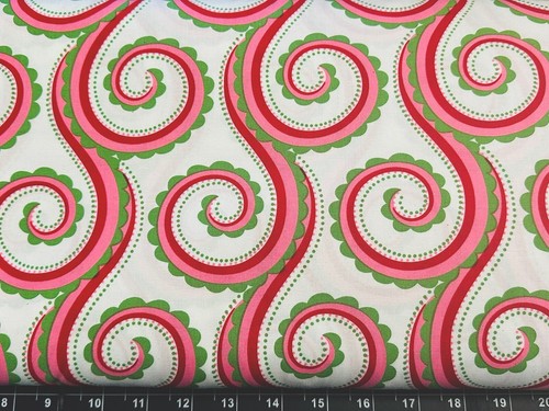 Tina Scrap 9"x21" Large Curly Swirl Dots Twists Spiral Vine Pink COTTON Fabric - 第 1/1 張圖片