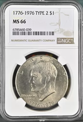 1776-1976 $1 Type2 Eisenhower  Dollar NGC MS66  6785460-039