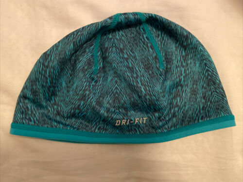 Women Nike Running Cold Weather Reversible Beanie Hat Dusty-Cactus-632297 Blue - Picture 3 of 3