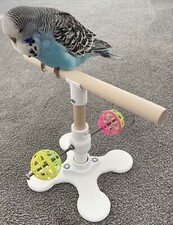 Rotating Bird Perch Toy For Small - Medium Birds, Bird Stand Toy With Bell Balls