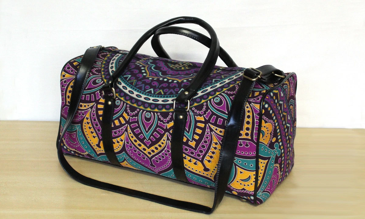 Multi Floral Mandala Unisex Handbag Cotton Duffel Bag Gym Sports