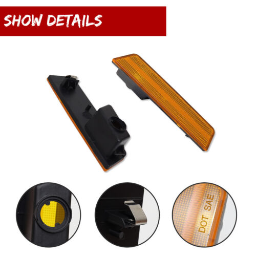 2X Amber Lens Front Bumper Side Marker Lights Kit For 2008-2014 Dodge Challenger - Picture 3 of 8