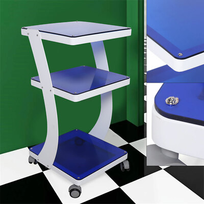 Salon Spa 3-Tier Rolling Trolley Cart for Home Shop Hair Beauty w 4 Silent Wheel