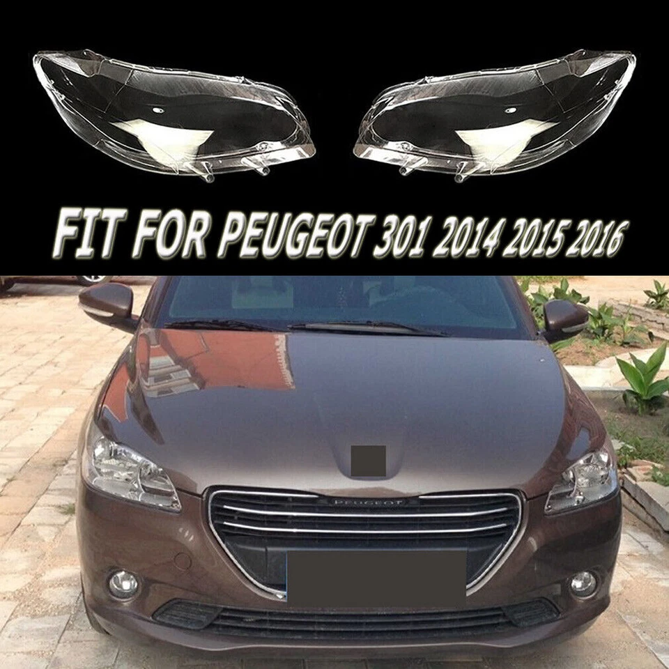 Carcasa Transparente Ajuste Peugeot 301 14-16 1 Par Faro Pantalla Faro Lente Foto 2 de 4