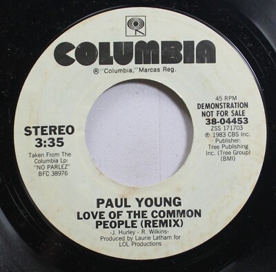 Rock Promo 45 Paul Young - Love Of The Common People (Remix) / Love Of The Commo
