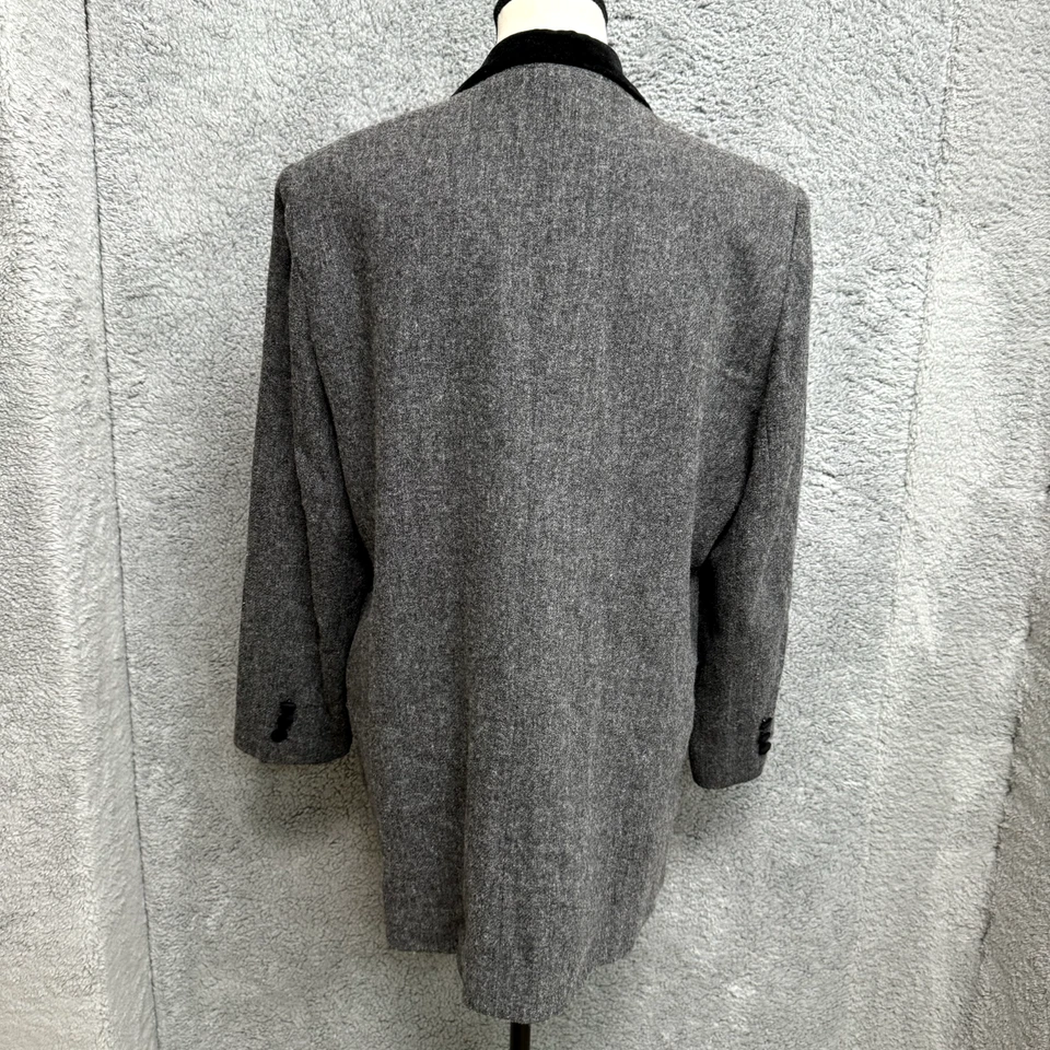 Винтажный Jaclyn Smith Blazer куртка женщин 16 серый шерсти черный бархат Corpcore - Изображение 4 из 4