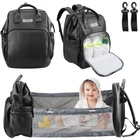 2025 DiaperBag Backpack Leather Baby Bag with Changing Station Portable Baby Bed