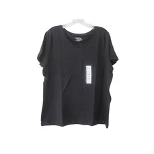 NWT TIME AND TRU Black Soot Short Sleeve V-Neck T-Shirt Top Sz XL