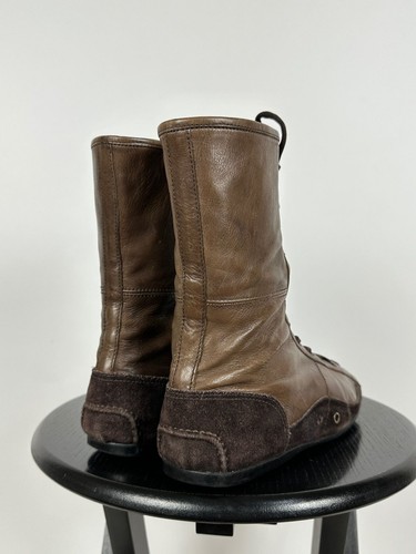 Women's Prada Leather Car Shoes High Top Sneakers Driving Boots Size 38.5 EUR - Picture 10 of 24