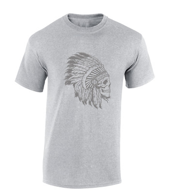 INDIANER SKULL HERREN T SHIRT INDIANER RETRO MODE COOL KLASSISCH TOP