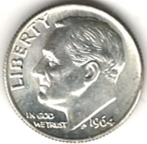 1964 ROOSEVELT DIME in BRILLIANT UNCIRCULATED CONDITION stk r6