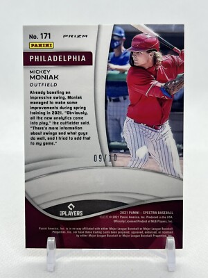 シングルカード 2021 Panini Spectra Mickey Moniak Auto MICKEY MONIAK 2021 Panini Spectra 💎 Gold Rookie 9/10 RC SP