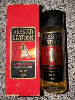Vintage Avon 1970s Russian Leather Aftershave Hard To Find Original box